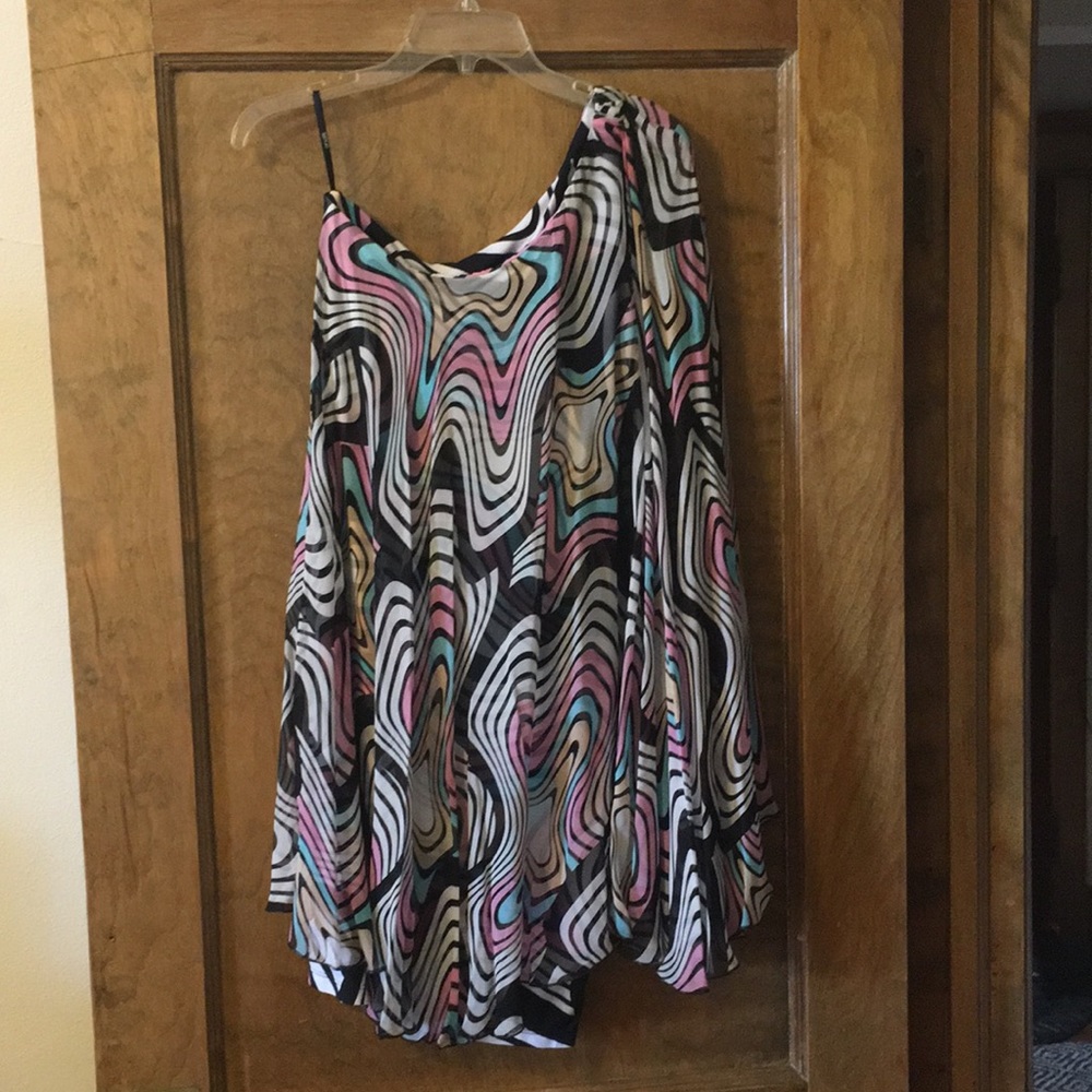One shoulder funky print dress